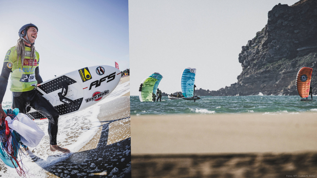Foilen mit Parawing, Wellen abreiten und Sprint ins Ziel am Strand
