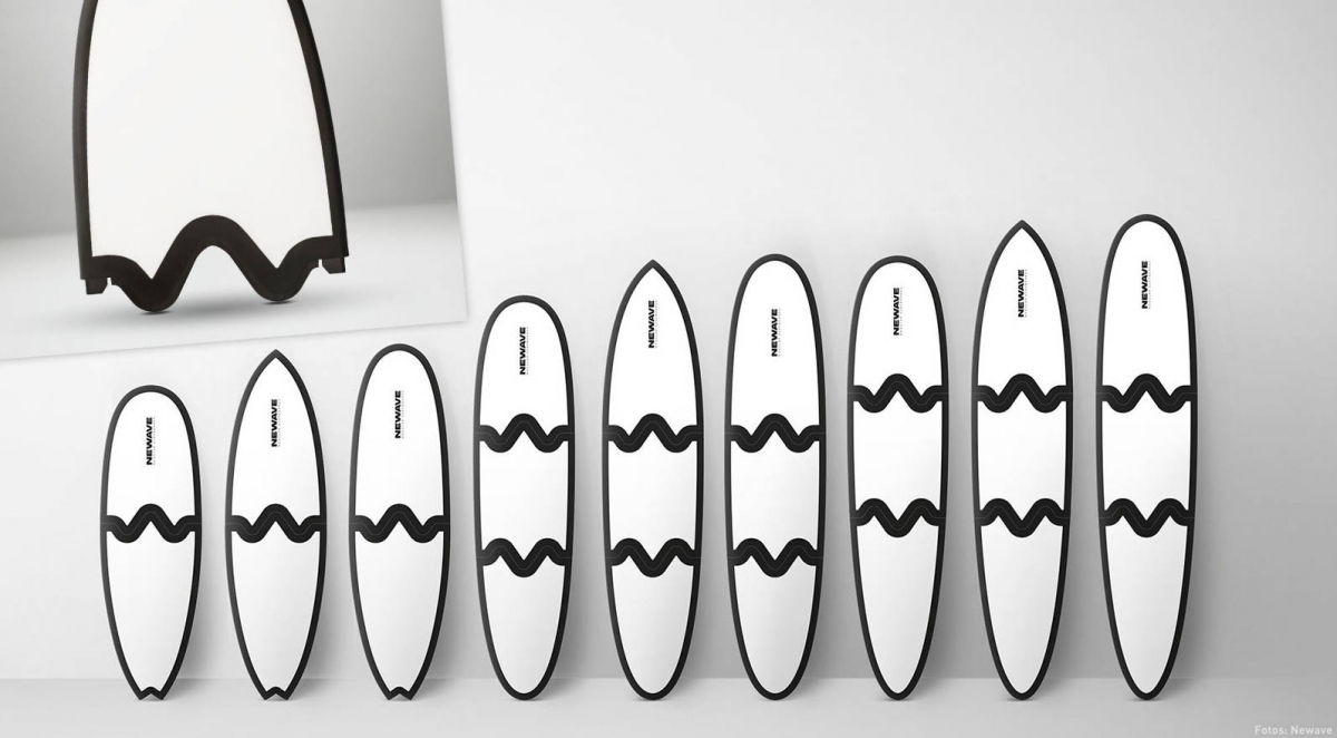 Teilbare Surfboards: 9 Boardgrößen von Newave - je nach Länge 2- oder 3-teilig